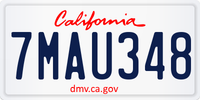 CA license plate 7MAU348