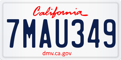 CA license plate 7MAU349