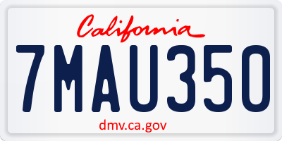 CA license plate 7MAU350