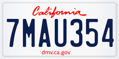 CA license plate 7MAU354