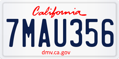 CA license plate 7MAU356