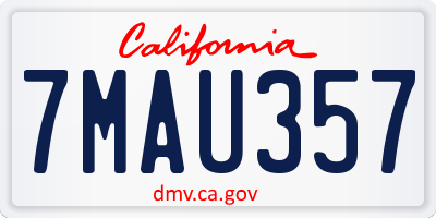 CA license plate 7MAU357