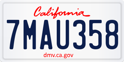 CA license plate 7MAU358
