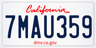 CA license plate 7MAU359
