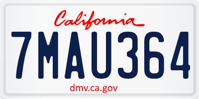 CA license plate 7MAU364