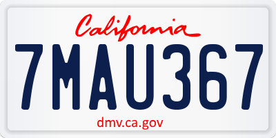 CA license plate 7MAU367