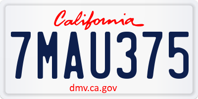 CA license plate 7MAU375