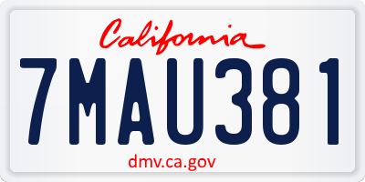 CA license plate 7MAU381