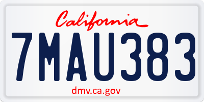 CA license plate 7MAU383