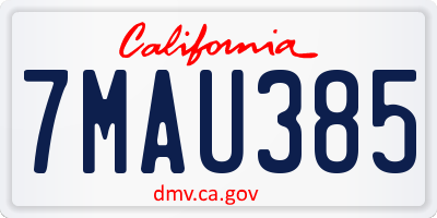 CA license plate 7MAU385