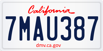 CA license plate 7MAU387