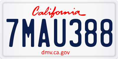 CA license plate 7MAU388