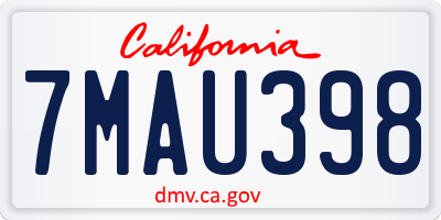 CA license plate 7MAU398