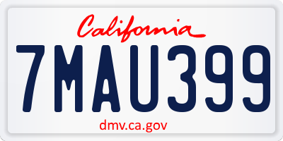 CA license plate 7MAU399
