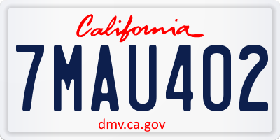 CA license plate 7MAU402