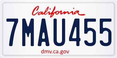 CA license plate 7MAU455