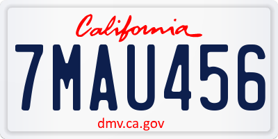 CA license plate 7MAU456