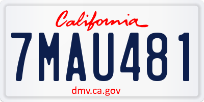 CA license plate 7MAU481