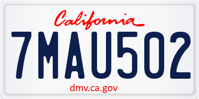 CA license plate 7MAU502