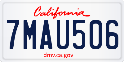 CA license plate 7MAU506