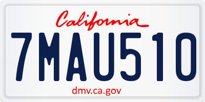 CA license plate 7MAU510