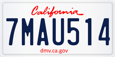 CA license plate 7MAU514