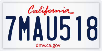CA license plate 7MAU518