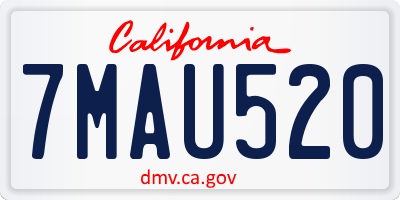 CA license plate 7MAU520