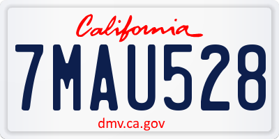 CA license plate 7MAU528