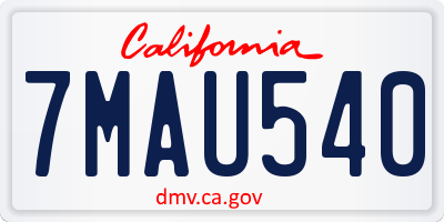 CA license plate 7MAU540