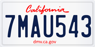CA license plate 7MAU543