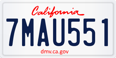 CA license plate 7MAU551