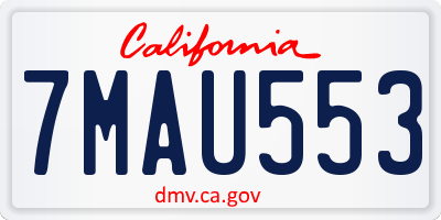 CA license plate 7MAU553