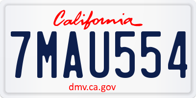 CA license plate 7MAU554