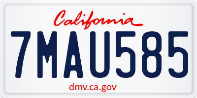 CA license plate 7MAU585