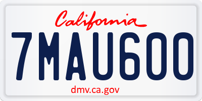 CA license plate 7MAU600