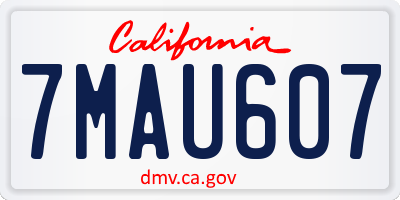 CA license plate 7MAU607