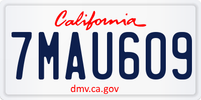 CA license plate 7MAU609