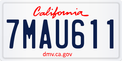 CA license plate 7MAU611