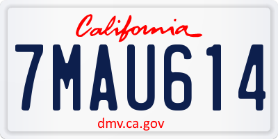 CA license plate 7MAU614