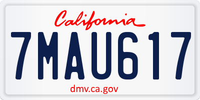 CA license plate 7MAU617