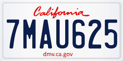 CA license plate 7MAU625