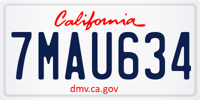 CA license plate 7MAU634