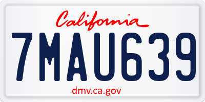 CA license plate 7MAU639