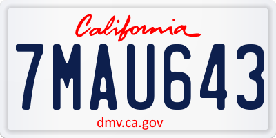 CA license plate 7MAU643