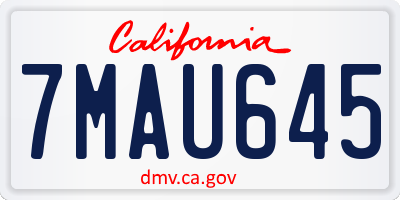 CA license plate 7MAU645