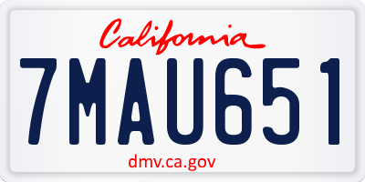 CA license plate 7MAU651