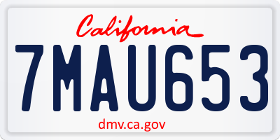 CA license plate 7MAU653