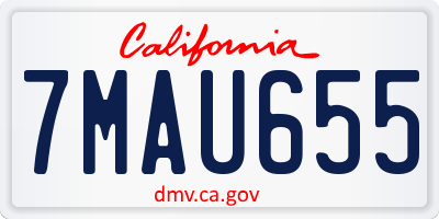 CA license plate 7MAU655