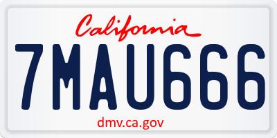 CA license plate 7MAU666